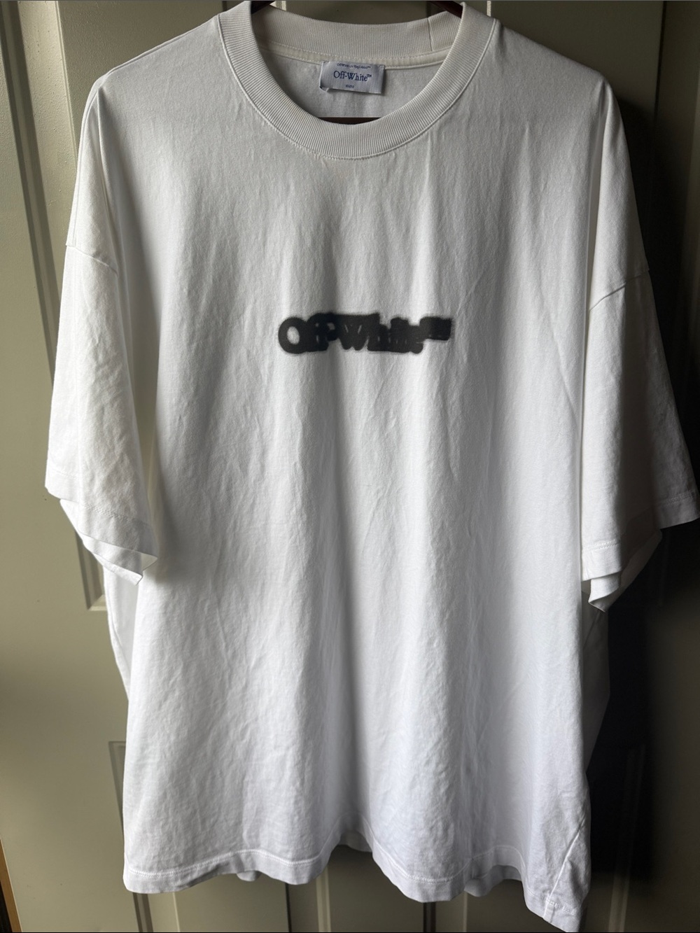 BRAND NEW - Off-White White Tee with Black Blurred Logo